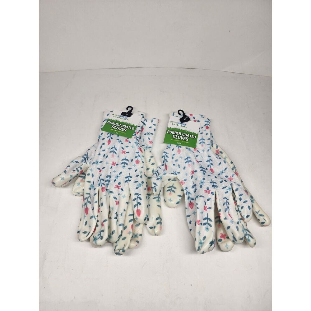 True Living Outdoors Blue/white Rubber Coated Garden Gloves 2 Pairs